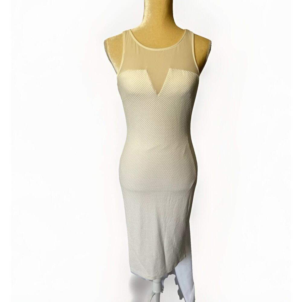 BEBE White Sweetheart Sheer Inset Bodycon Dress Size M